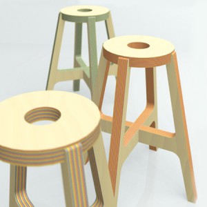 Paper-Wood Stool