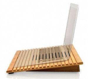 Bamboo Laptop Cooling Stand - Side View